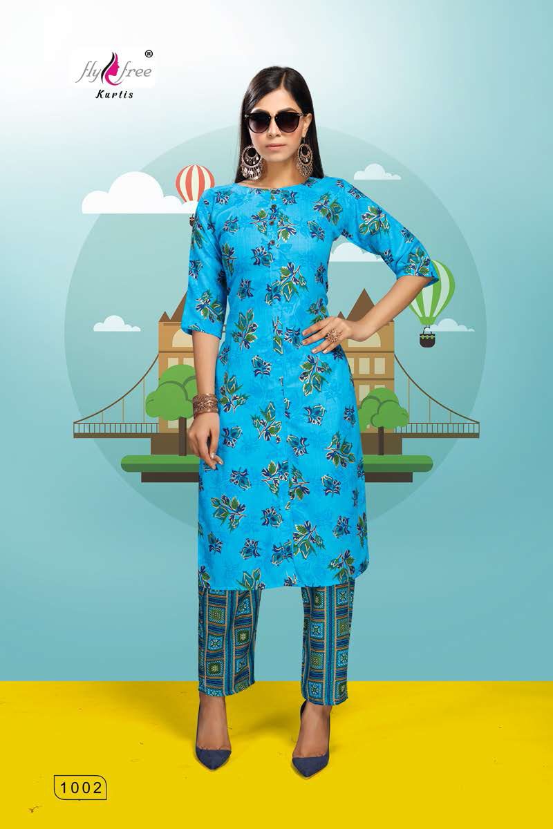 Fly Free Roller Fancy Ethnic Wear Latest Kurti With Bottom Collection